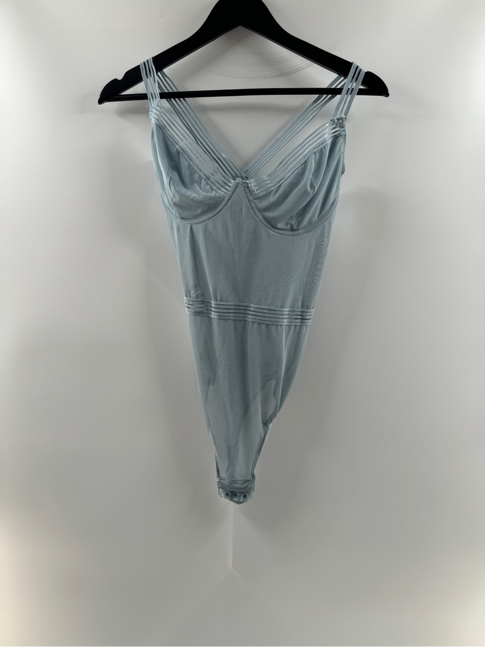 Charlotte Russe Light Blue Crisscross Back Bodysuit – Women's Medium